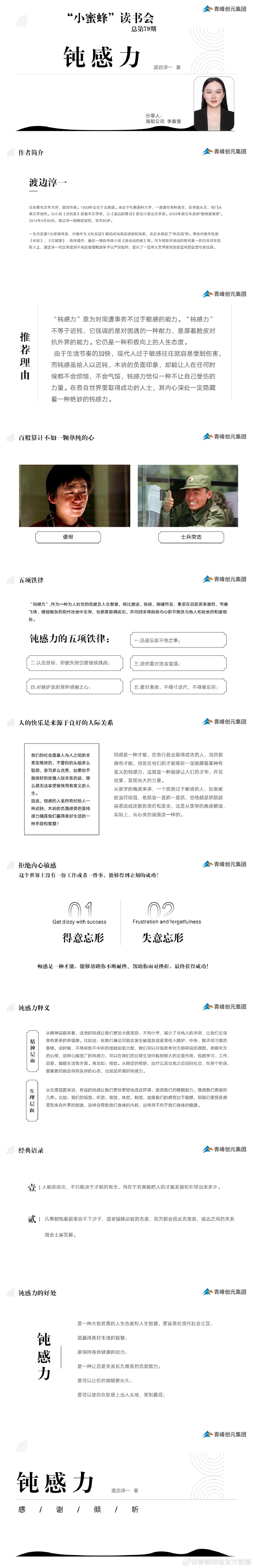 青峰創(chuàng)元集團(tuán)“小蜜蜂”讀書會(huì)第79期活動(dòng)報(bào)道:《鈍感力》----李春雪